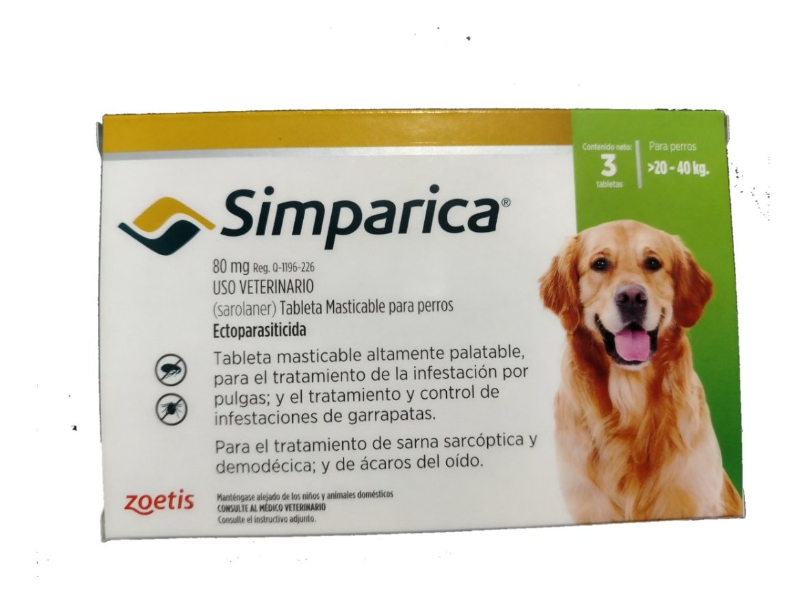 Masticable perros Simp 80mg verde 3 Tab 20-40kg