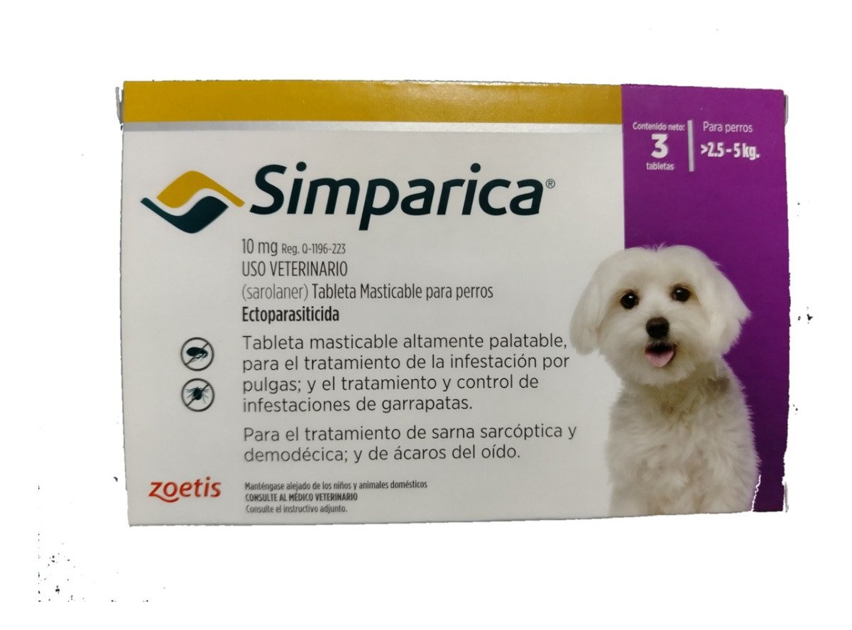 Masticable perros Simp 10mg morado 3 Tab 2.5-5kg