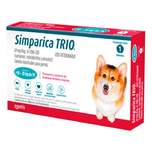 SIMPARICA TRIO BLUE 24 MG 10.1-20 KG / 1tbs